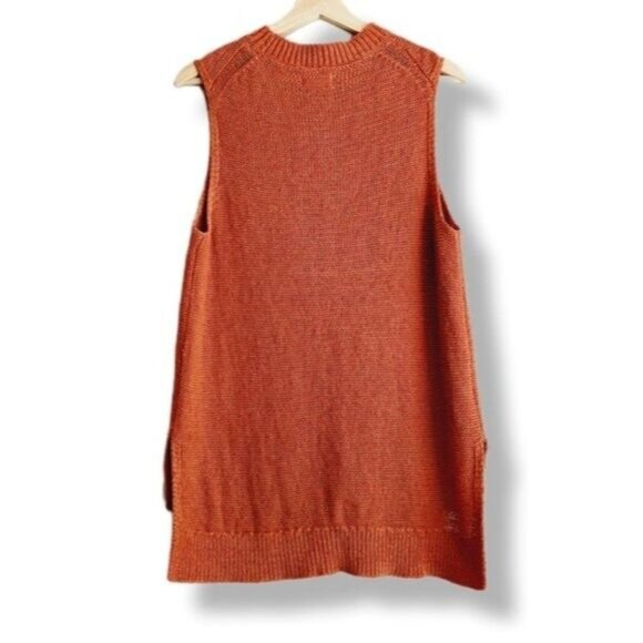 LOU & GREY Linen Cotton Blend Knit Sleeveless Shell Top Hi-Low Hem Sz L - Picture 2 of 8